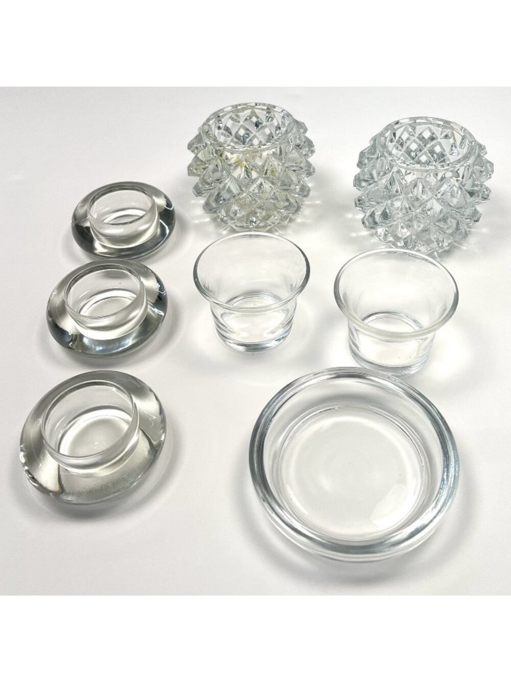 Mixed Lot 8 Clear Glass Crystal Votive Tealight CANDLE HOLDERS Decor Party